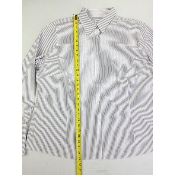 Brooks Brothers Womens French Cuff Fitted Non Iron Size 22W White Stripe Shirt - Picture 9 of 10